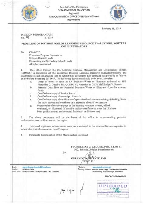 deped nv memo|Department of Education .